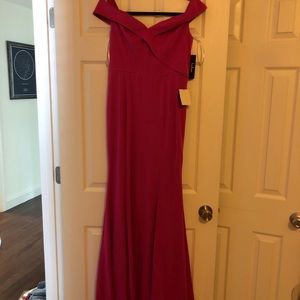 Pink off the shoulder gown